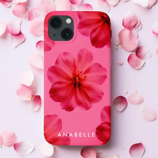 Pink Floral Botanical Pattern Monogram Case-Mate iPhone Case (Creator Uploaded)