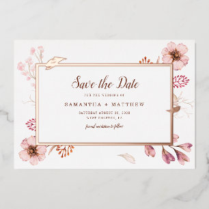 Pink Floral Botanical Save the Date Wedding