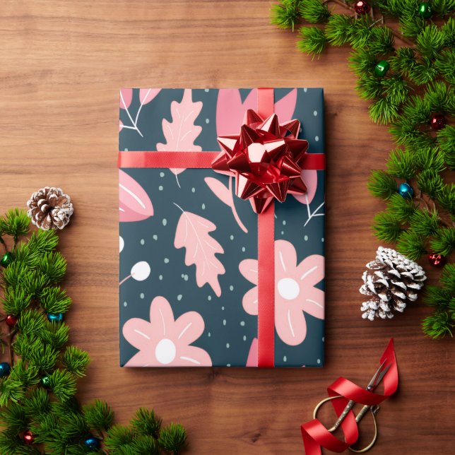 Pink Floral Botanical Wrapping Paper (Holiday Gift)