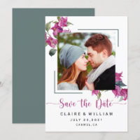 Pink Floral Bougainvillea Wedding Save the Date
