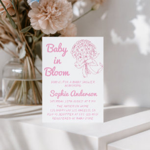 Pink Floral Bouquet Baby in Bloom Baby Shower Invitation