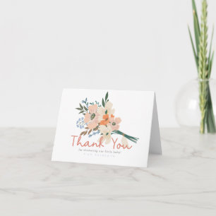 Pink Floral Bouquet Baby Shower Thank You Card