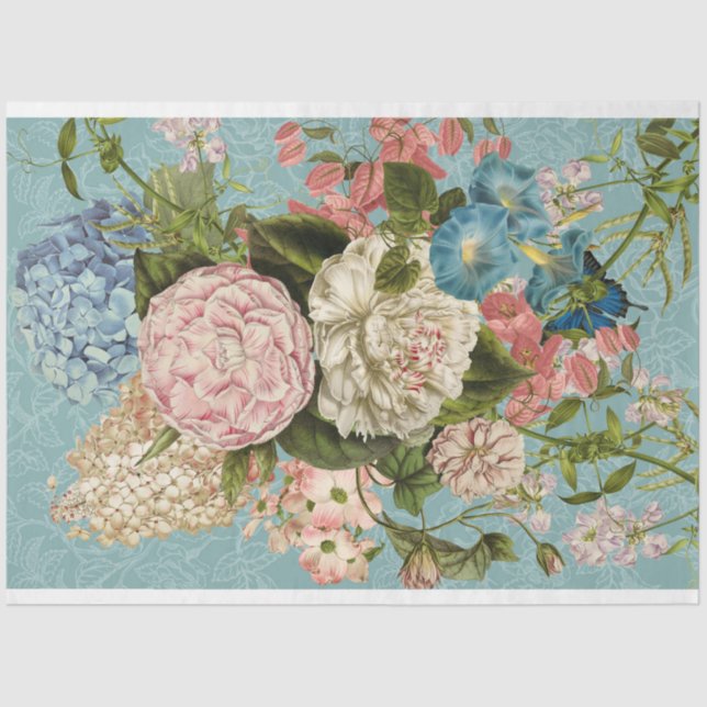 Pink-floral bouquet decoupage-Tissue-Paper  Tissue Paper (Front)