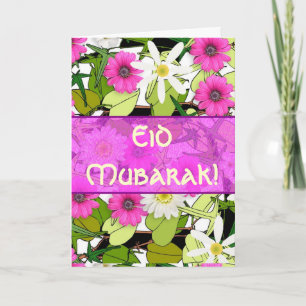 Pink floral bouquet Eid Mubarak Holiday Card
