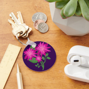 Pink Floral Bouquet Illustration Hand Drawn Key Ring