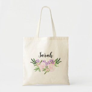 Pink Floral Bouquet Personalised Bridesmaid Tote Bag