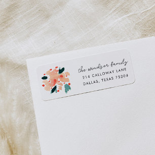 Pink Floral Bouquet Return Address Labels