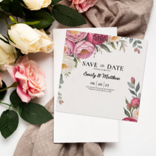 Pink Floral Bouquet Save The Date