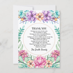 Pink Floral Bouquet Sympathy Thank You Card