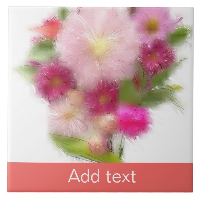 Pink Floral Bouquet Tile (Front)