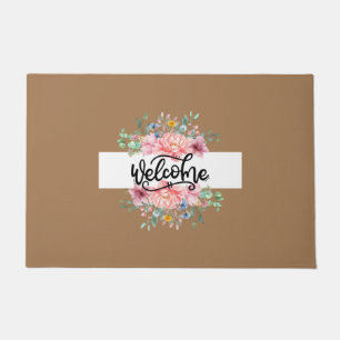 Pink Floral Bouquet Welcome Doormat