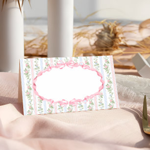 Pink Floral Bow Baby Shower Place Card