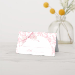 Pink Floral Bow Baby Shower Table Numbers Tents Place Card