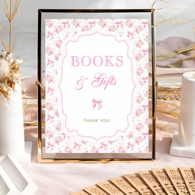 Pink Floral Bow Love Shack Books and Gifts Poster (Creator Uploaded)