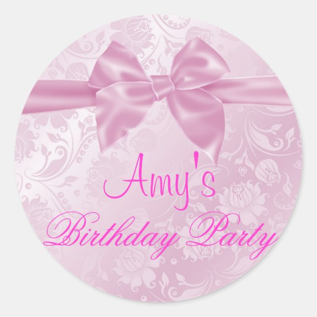 Pink Floral Bow Sticker (Front)