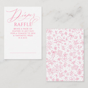 Pink Floral Bows Baby Shower Diaper Raffle Tickets Enclosure Card