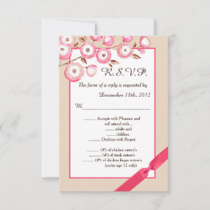 Pink Floral Branch 3.5x5 R.S.V.P. Reply Card