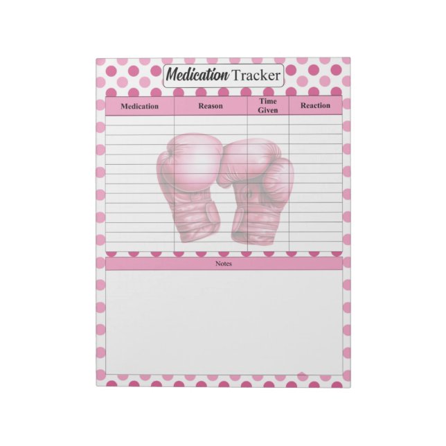 Pink Floral Breast Cancer_ Medication Tracker Notepad (Rotated)