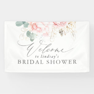 Pink Floral Bridal / Baby Shower Welcome Banner