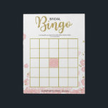 Pink Floral Bridal Bingo Notepad<br><div class="desc">This modern floral "Bridal Bingo" features a pink floral background with golden glitter splashes. The text is written in a mix of a playful calligraphy font and a modern sans font,  this bridal bingo card is personalised with the Bride-to-be name and the Bridal Shower date</div>