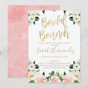 Pink Floral Bridal Brunch Bridal Shower Invitation