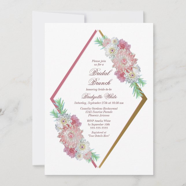 Pink Floral Bridal Brunch Invitation (Front)