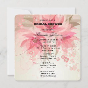 Pink Floral Bridal Invitation
