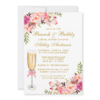 Pink Floral Bridal Shower Brunch Bubbly Gold