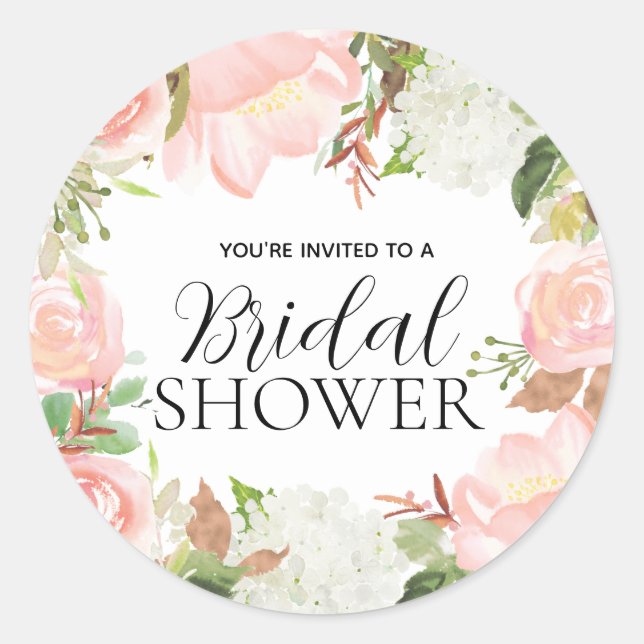 Pink Floral Bridal Shower Envelope Seal (Front)