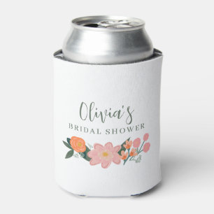 Pink Floral Bridal Shower Garden Party Greenery Can Cooler