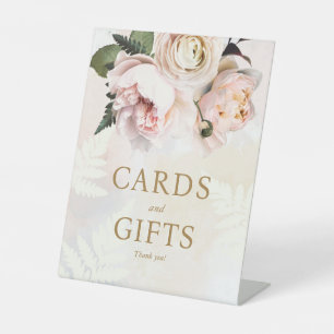 Pink Floral Bridal Shower Gifts and Cards Sign