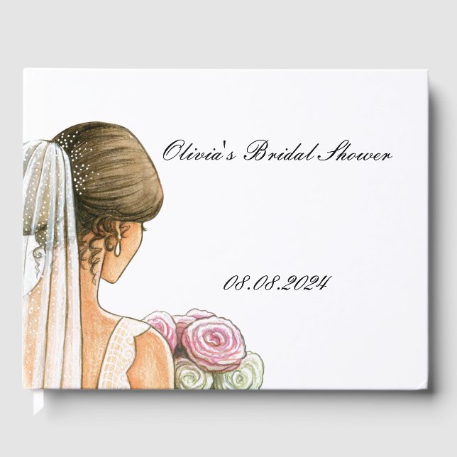 Pink floral bridal shower  guest book (Front)