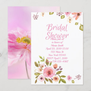 Pink Floral Bridal Shower Invitation