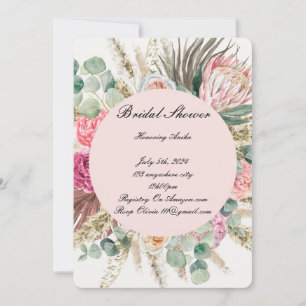 Pink floral bridal shower invitation