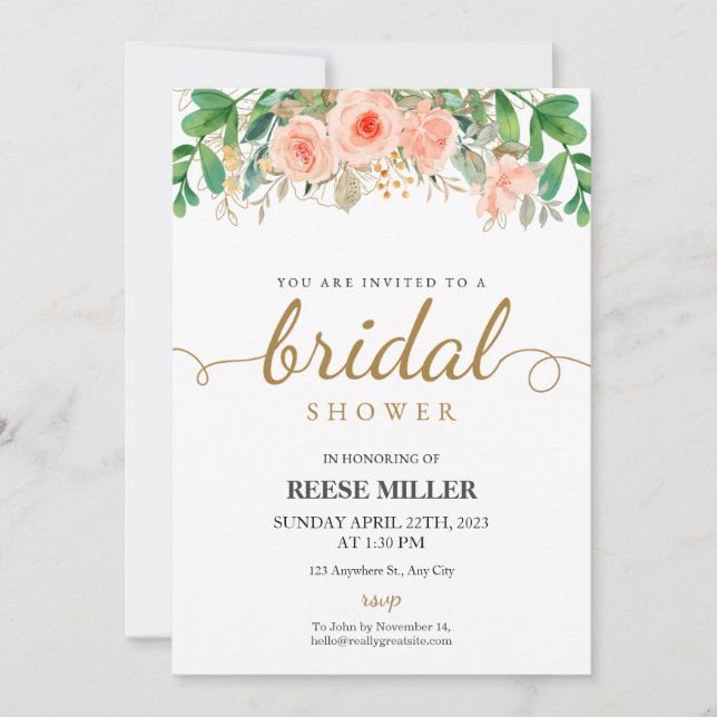 Pink Floral Bridal Shower Invitation (Front)