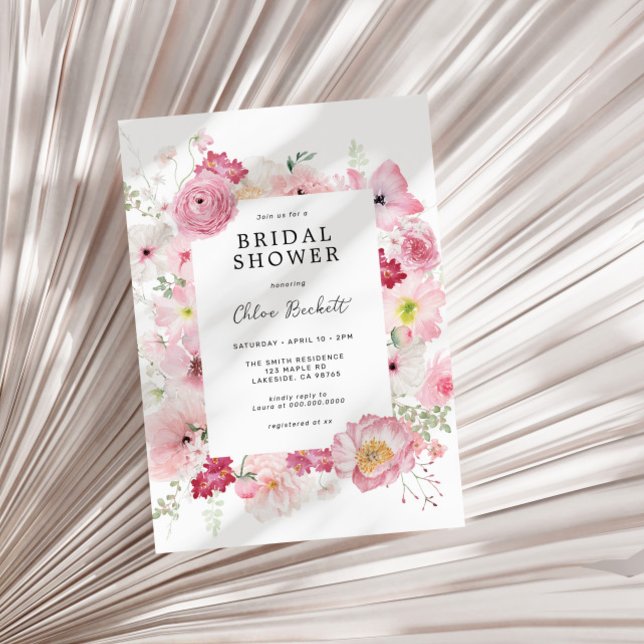 Pink Floral Bridal Shower Invitation (Creator Uploaded)