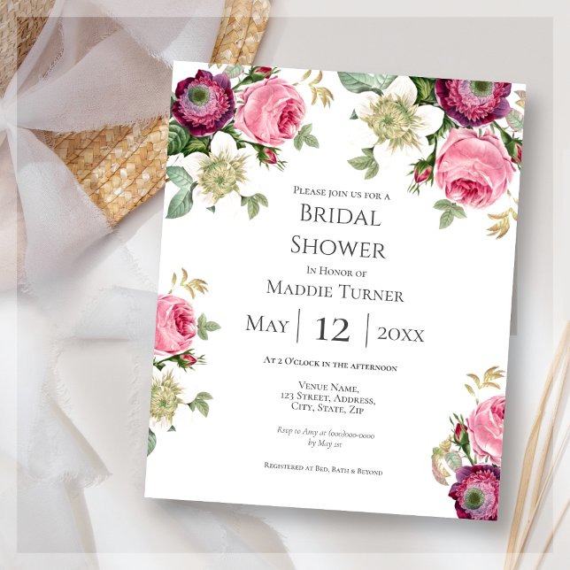 Pink Floral | Bridal Shower Invitation (Creator Uploaded)