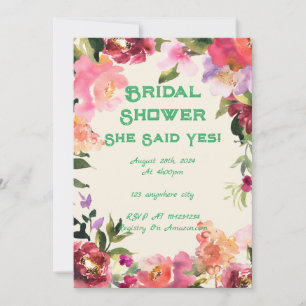 Pink floral bridal shower invitation