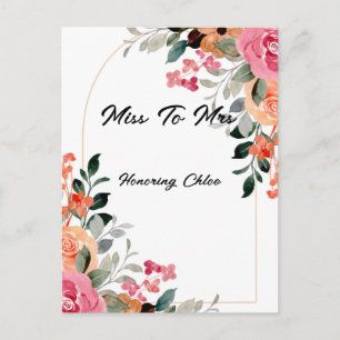 PINK FLORAL BRIDAL SHOWER INVITATION POSTCARD