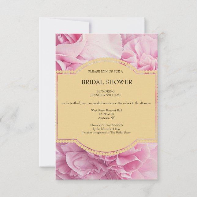 Pink Floral Bridal Shower Invitations (Front)