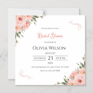 Pink Floral Bridal Shower Magnetic Card