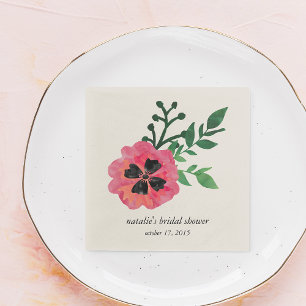Pink Floral Bridal Shower Napkins