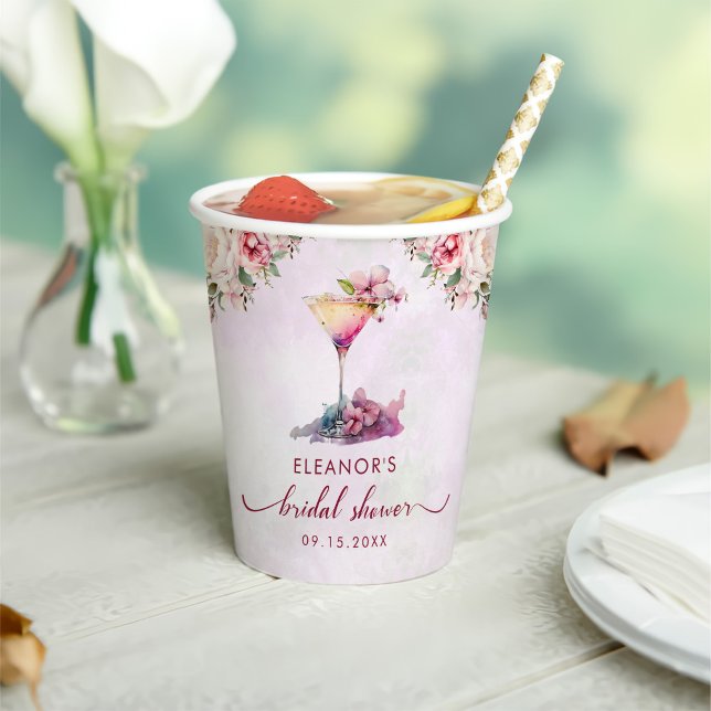 Pink Floral Bridal Shower Paper Cups (Creator Uploaded)