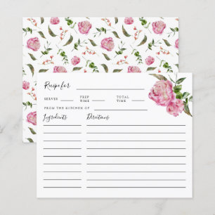 Pink Floral Bridal Shower Recipe Card