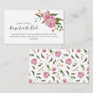 Pink Floral Bridal Shower Recipe Request Enclosure Card