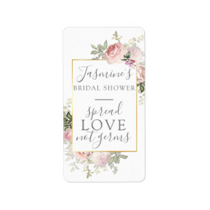Pink Floral Bridal Shower Spread Love Not Germs Label