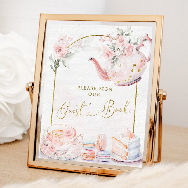 Pink Floral Bridal Shower Tea Party Guest Book (Creator Uploaded)