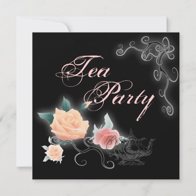 Pink Floral Bridal Shower Tea Party Invitation (Front)