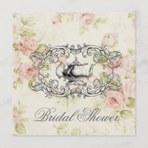Pink Floral Bridal Shower Tea Party Invitation
