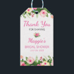 Pink Floral Bridal Shower Thank You Gift Tags<br><div class="desc">This bridal shower sticker,  with its bold and bright watercolor flowers and bright pink text,  will add fun and colour to your guests' favours.</div>
